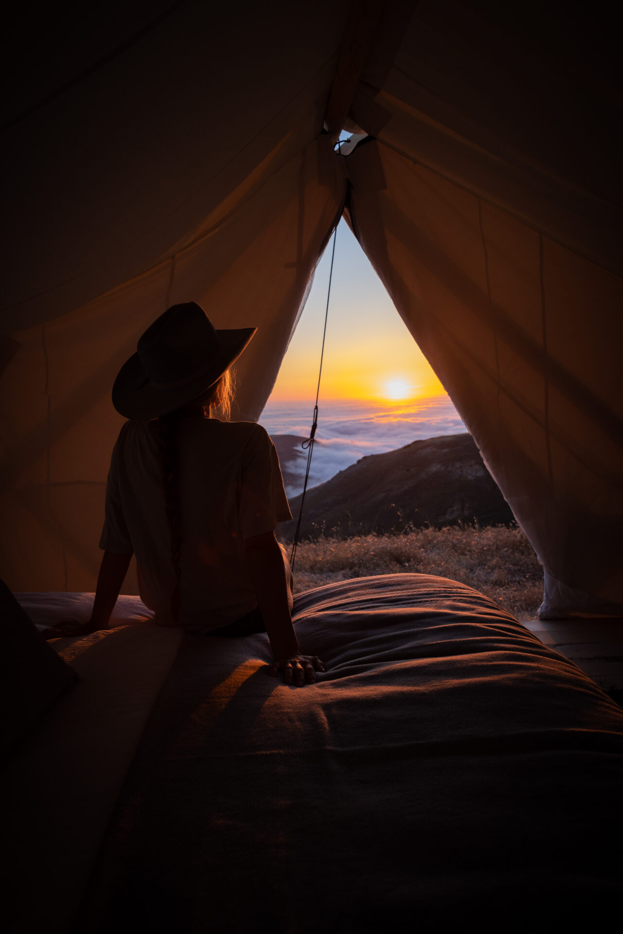 Tent shop in field